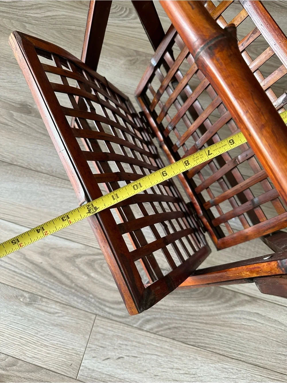 Vintage Boho Wooden Bamboo-Style Folding Magazine Rack